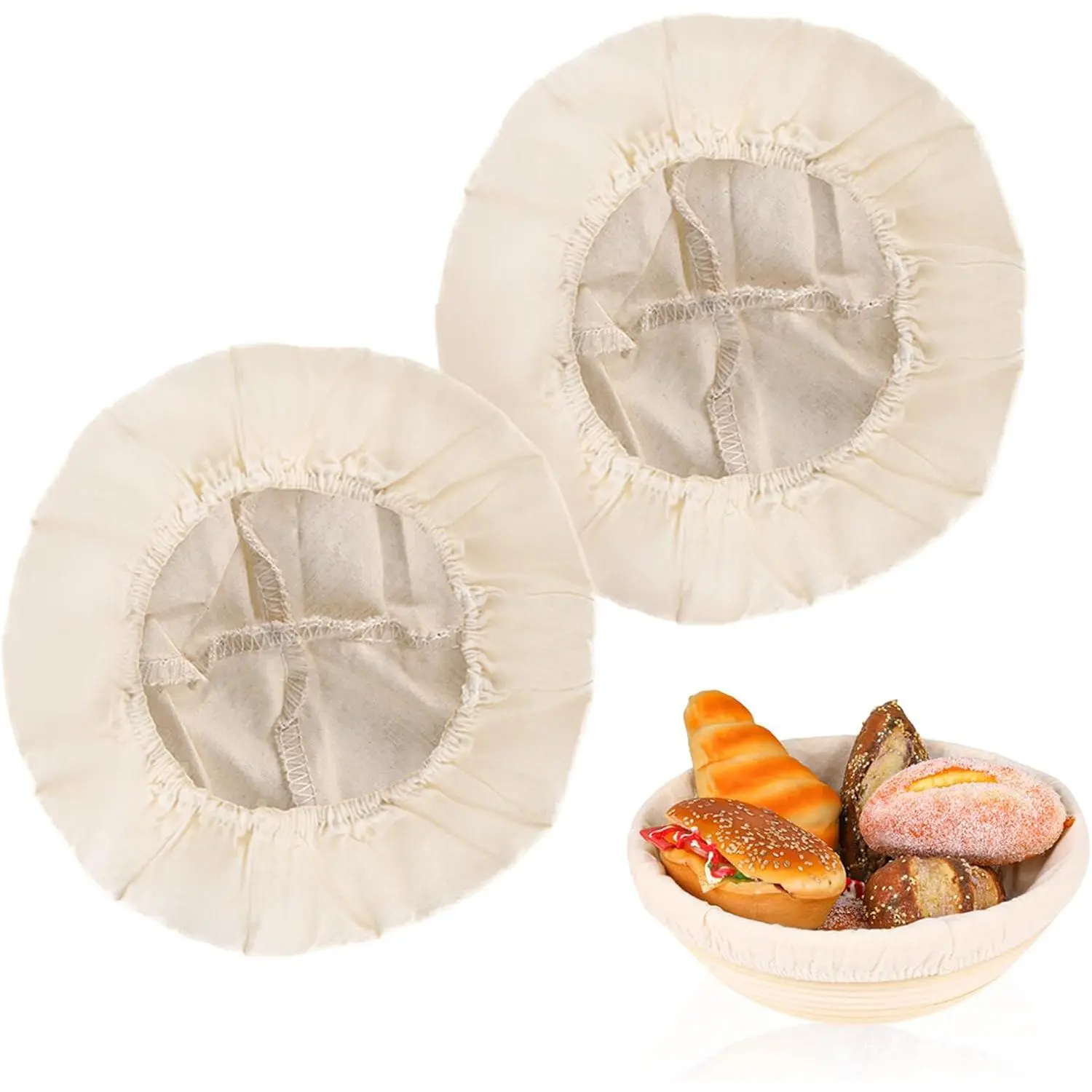 2 count Bread Proofing Basket Cloth Liner Baking Dough Basket Cover  Rattan Banneton Proofing Cloth for Bakery Home Baking, about 10 inch
