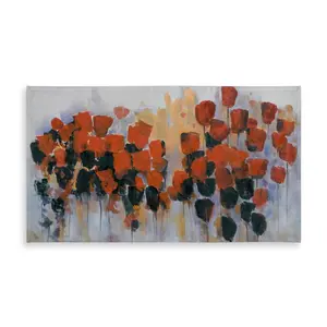 Begin Home Decor C1TCLRGEVQPHTF 58 x 102 in. Contemporary Yellow Tablecloth - Red Flowers Field Design