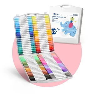 ENMY Kids Artist Supplies - 48/60/80 vibrant colors Acrylic Brush Markers, Dual Tip & Fine Tip Paint Pens for Kids, Non-Toxic Acrylic Material, School Art Supplies for Boys Girls, Birthday Christmas Gifts outdoorfun