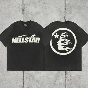 Hell-star Logo Y2K Aesthetic T Shirt, Harajuku Tee, Goth Punk T-Shirt, Alternative Clothing, Y2k Graphic Shirt, Shirt, Cotton Shirt, Vintage Shirt, Crewneck Shirt, Streetwear, Oversized T-Shirt Casual Top Unisex Gift for Him AVC
