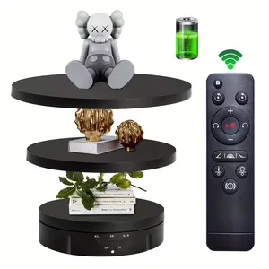 3 in 1 Motorized Rotating Display Stand with 5.74/7.08/8.66 inch Replacement Cover，Max 22lbs Load, 360 Electronic Turntable for Photography Products (3 in1 / White/with Remote Controller)