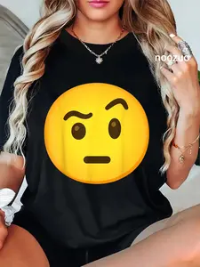100% Cotton Emoticon Face with Raised Eyebrow Gift T-Shirt