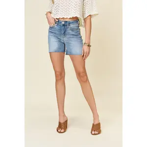Judy Blue Full Size High Waist Raw Hem Denim Shorts Casual Jean Womenswear Bottom Hip Spandex judy blue