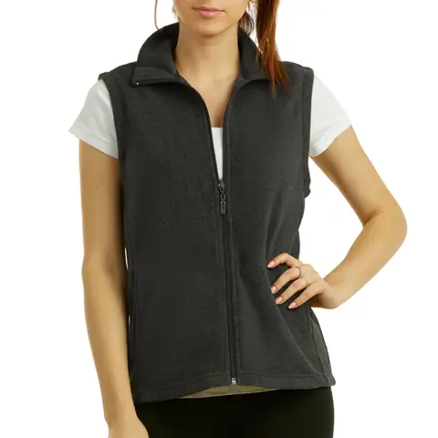 Women's Collared Polar Fleece Vest - Polyester, Full Zip Up, Fitted, Casual, Basic, Sleeveless, Lightweight Warm Outerwear with Pockets, S-3XL Regular & Plus Sizes, for Spring Fall Winter Outdoor