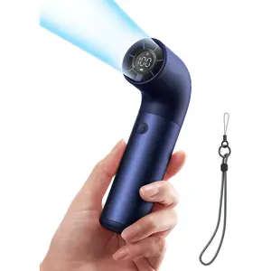 Portable Handheld Fan, Powerful Turbo Air Tube Fan, 19000 RPM High Speed Aero Pro, 15H Max Cooling Time, 6 Speeds Aluminum Case, Mini Pocket Design, for Travel Beach Outdoor Activities -Blue