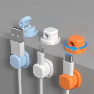 6 Pack Rotatable Spring Cord Organizer, [1s Lock] Cable Management Clips for Desk & Nightstand usb power