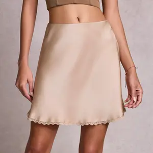 Women's Satin High-Waist Elastic Sexy Lace A-Line Short Skirt - Womenswear Bottom Spring Summer 2026