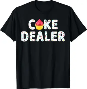 100% cotton Unisex Cake Dealer T-Shirt Baking Cupcakes Cake Frosting Whisking T-Shirt