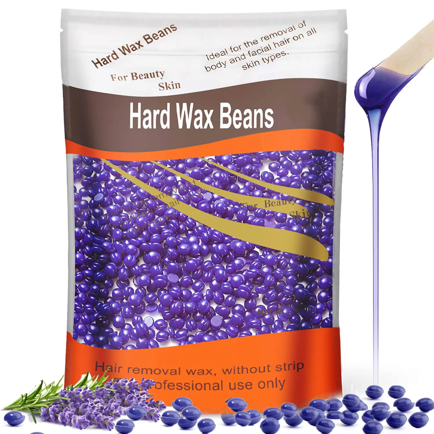 Up to 2lb Hard Wax Beads, Professional Wax Beads For Hair Removal Hair Wax for Full Body Brazilian Bikini Face Legs Eyebrow Painless at Home for Woman Men - Lavender Sensitive Skin Formula
