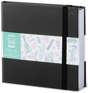 Ohuhu Double-Sided Marker Pad Art Sketchbook: 6.3"x6.3" Mini Sketchbook - 90 lb/150 gsm Smooth Drawing Paper - 60 Sheets/120 Pages  Bleedproof - Hardcover Sketching Book for Alcohol Markers - Double-Sided Marker Pad PU Series of Ohuhuart