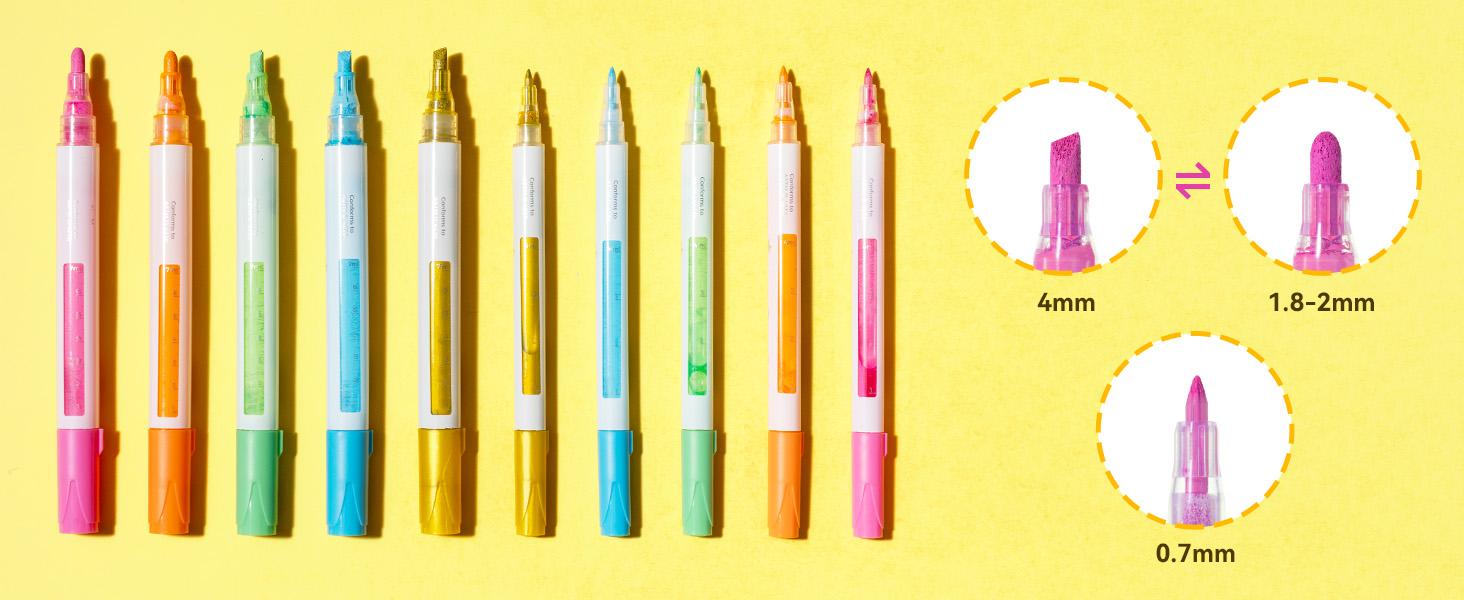 Ohuhu 48PCS Acrylic Paint Pens Double Pack of Fine Tip & Reversible Tips (Chisel & Round) 24-Color High Opacity Paint Marker for Rock Wood Glass &More