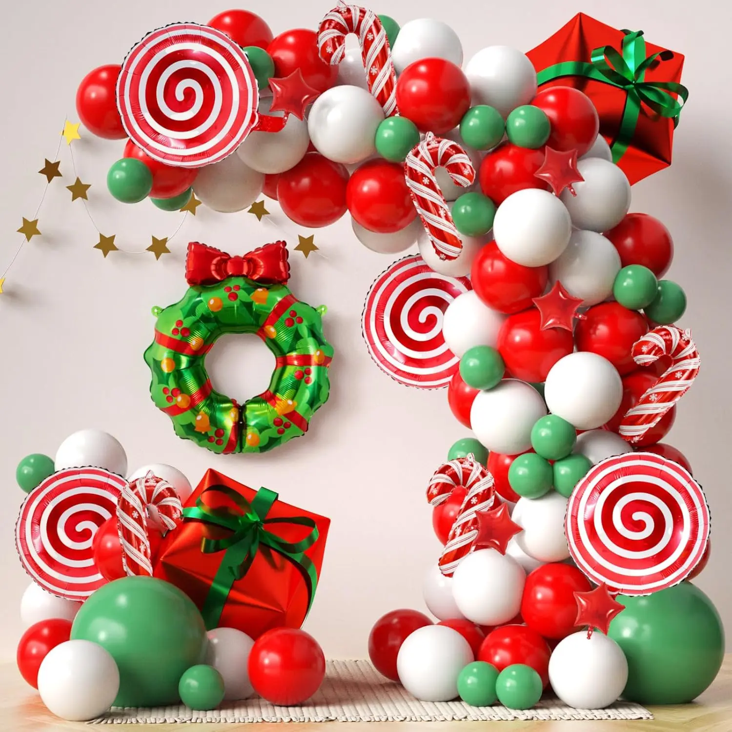 Merry Christmas Balloon Arch Kit With Red White And Green Balloons Garland Star Banner For Christmas Baby Shower Snowflake Xmas 2025 New Year Birthday Party Decorations