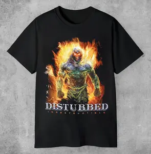 Disturbed T-Shirt Vintage Alternative Rock Graphic Tee Regular Fit Clothes Top HY4233