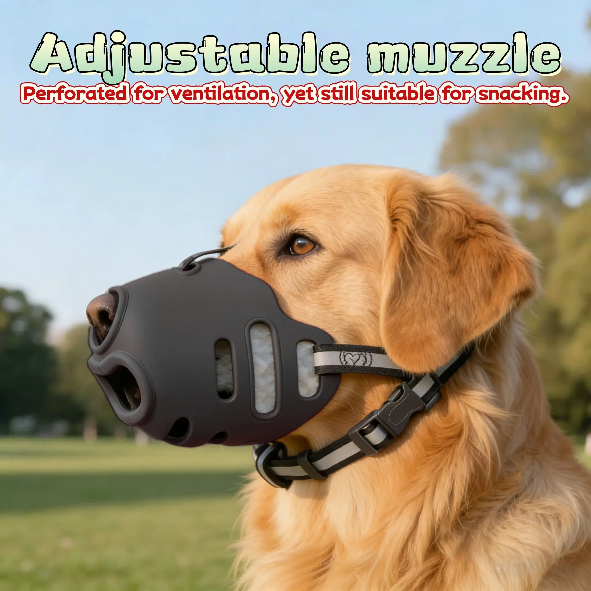 Dog Bite Proof Muzzle for Outdoor Use, Adjustable Comfortable Pet Mask, Breathable Durable Snack-Proof Dog Mouth Cover