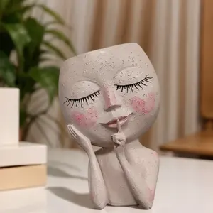 Face Design Plant Storage Pot, Modern Vase Decoration Candy Display Stand without Plants, Home Plant Art Ornament for Living Room Bedroom Dining Room, Decorative Pot, Flower Pots