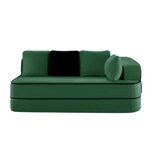 Right 2-Seater Sofa with Pillows Teddy Fabric Green Loveseat for Living Room, Cozy Couch with Soft Plush Upholstery, Compact Two-Seat Sofa for Small Spaces, Modern Indoor Furniture with Pillows Included, Living Room Furniture for Apartment