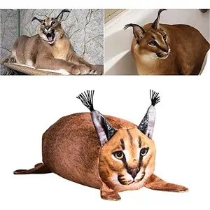 Big Floppa Plush Pillow – Realistic Printed Caracal Cat Doll, Funny Soft Stuffed Animal Gift for Cat Lovers