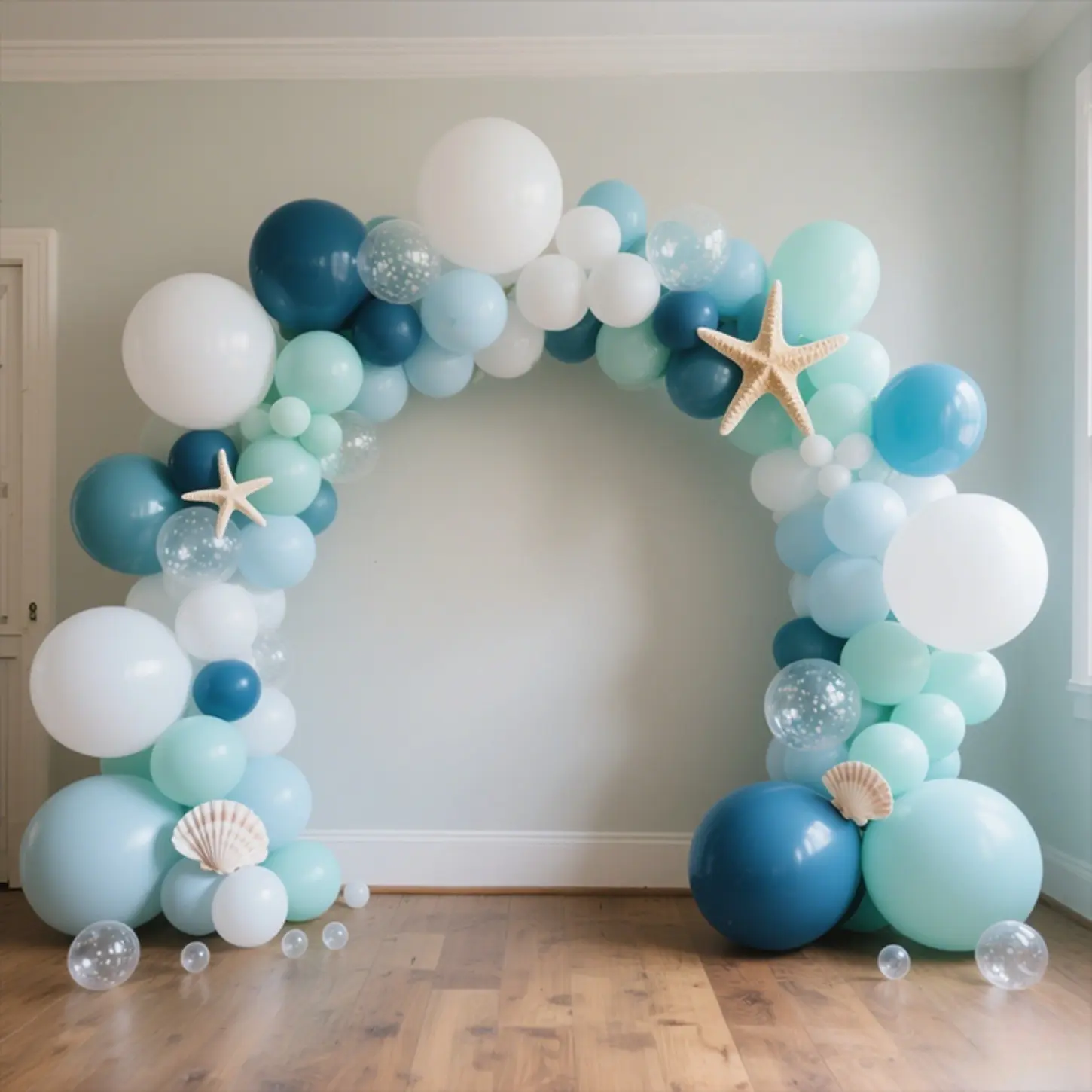 146-Pack Underwater Party Balloon Set, Balloon Arch, White Macaron + Blue + Navy Ocean Theme Balloons, Perfect for Birthday, Summer Beach Party, Macaron Color + Deep Blue Mix, Indoor Outdoor Party Supplies, Balloon Decorations