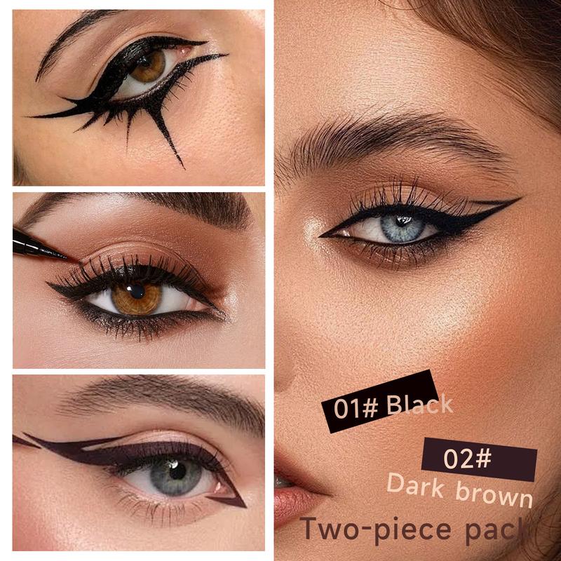2-Pack Waterproof Liquid Eyeliner (Black + Brown) Fine tip for long-lasting wear Velvety matte finish All-day smudge-proof, transfer-resistant formula