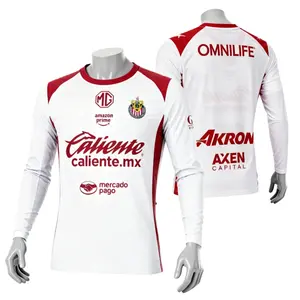 2526 Chivas CD Guadalajara Away Jersey Vintage Mexico Red and White Stripe Long Sleeve Top Football Jersey LIGAMX