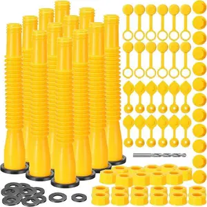 12 Kit Gas Can Spout Replacement Set Gas Can Nozzle Kit Includes Gas Tank Nozzle Gas Can Caps Spout Cap Gasket Vent Cap Drill Bit Fit Most 1/2/5/10 Gal Oil Cans