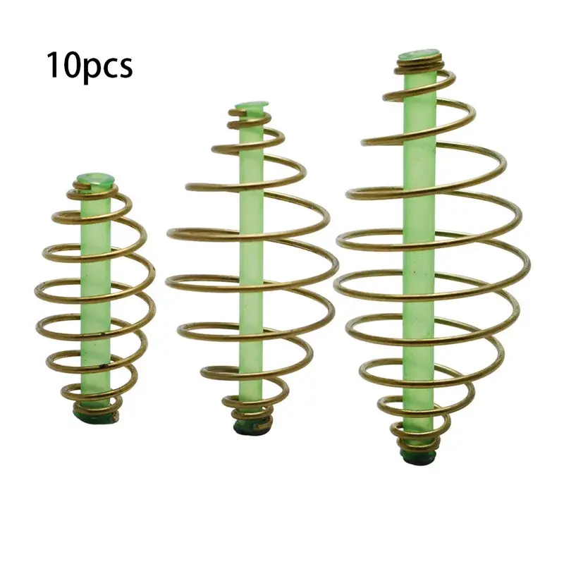 10Pcs Carp Fishing Inline Method Spring Feeder Coarse Bait Cages Terminal Tackle Fishing Gear Accessories Method Feeder Artificial Carp Lures Accessories Carp Fishing Equipment