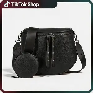 Women's Crossbody Bag with Coin Purse, Minimalist Leather Shoulder Bag, Everyday Travel Wide Strap Sling Bag for Teen Girls, Summer Festival, Casual Work Commute, Concert Outfit & Weekend Shopping