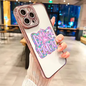 Cute dog Mom Fashion  luxury rhinestone decor phone case for iPhone 17 17Air 17Pro 17Promax 16 15 14 13 12 11 plus pro Max shockproof camera protector full protective cover special gift