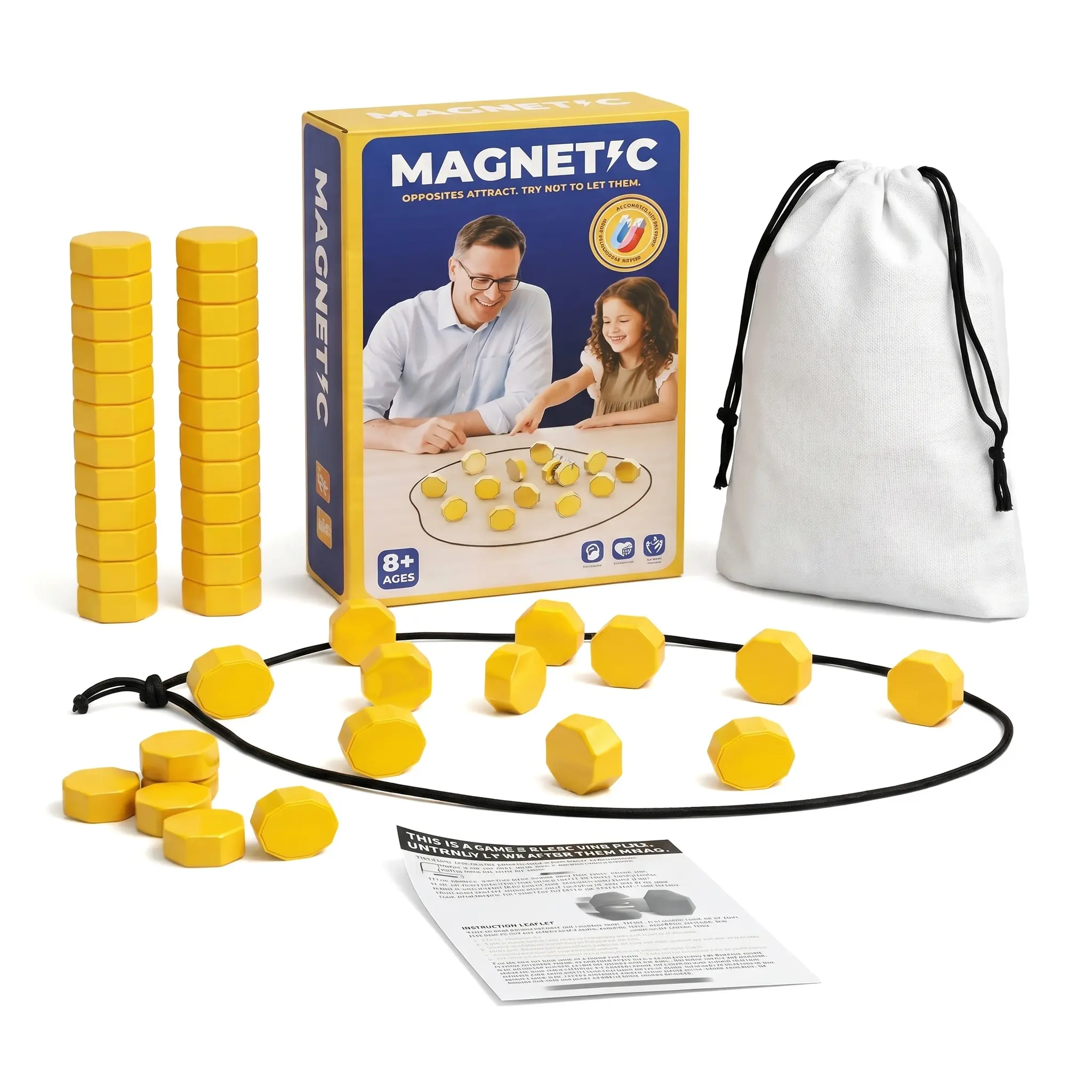 Magnetic Chess Game, 2-Player Fun Family Board Game with Rope, Portable Tabletop Strategy Game for Party, Travel & Game Night, Perfect Birthday & Holiday Gift for Boys Girls Ages 8+