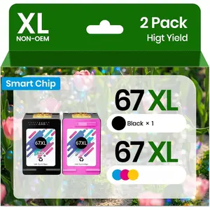 67XL 67 Ink Cartridges for  Desk Jet 2855e 4255e 2827e 2755e 4227e Printer 67 XL Ink Cartridges Black/Color Combo Pack Compatible for  DeskJet 2700 4100 2800 2852e Envy 6055e 6455e 6400 Printer