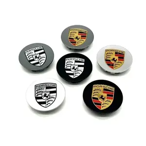 Porsche OEM Wheel Hub Center Caps 76mm for Panamera Cayenne 911 Turbo S Emblems Italian Made Durable Plastic 7L5601149K Black Charcoal Grey Finish