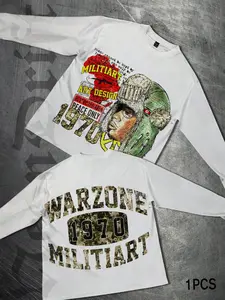 Men's Slim Fit Long Sleeve T-Shirt, Camouflage Soldier Print, Plain, Style, Streetwear, All Seasons, Casual Daily Wear, Unisex, Youth Street Fashion, Vintage Tees