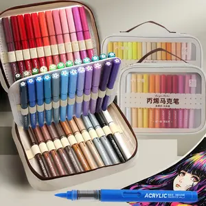 Acrylic Paint Marker Set, 24/36/48/60/84 Colors Non-toxic Acrylic Pens with Portable Storage Bag, Art Supplies for Wood Fabric Rock Painting