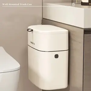 Wall Mounted Trash Can, 1 Piece Large Capacity Waste Bin with Lid, Trash Bin for Living Room & Bathroom, Kitchen Accessories