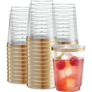 Disposable Plastic Tumblers (Gold Rim, 50)