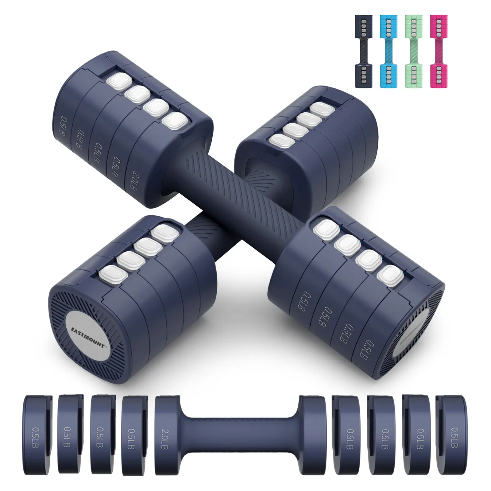 EAST MOUNT Dumbbells Set of 2, 12LB Total (2-6LB Each) Home Fitness Equipment with 5-in-1 Non-Slip TPU Handle for Full Body Workout, Arm Strength Training & Home Gym Use