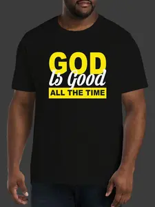 Men'S Plus Size Summer Casual Stretchy Short-Sleeve Round Neck T-Shirt