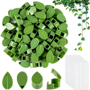 90 count  Wall Clips - Plastic  Climbing Wall Fixture Clips Removable Invisible Green Leaf Shaped Pothos Retainer with  Adhesive Sticker for Vine  and Wire Storage