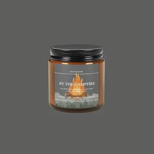 By The Campfire Candle Cozy Campfire Scented Candle | 9oz Soy Wax Aromatherapy | Gift | Reusable Jar | Eco Friendly | Amber Glass Jar | Studio Edit