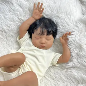 BZDOLL Realistic 20-inch Life-Size Newborn Baby Doll with Soft Cloth Body & Soft Vinyl Limbs - Lifelike Light Beige Texture, Hand-Rooted Hair & Closed Eyes - Ideal Birthday/Christmas Gift for Kids 3+ Years,  Ideal for Role-Play & Companion Dolls