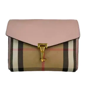 Pre-owned BURBERRY Leather Crossbody Bags Macken House Check Canvas Crossbody Bag