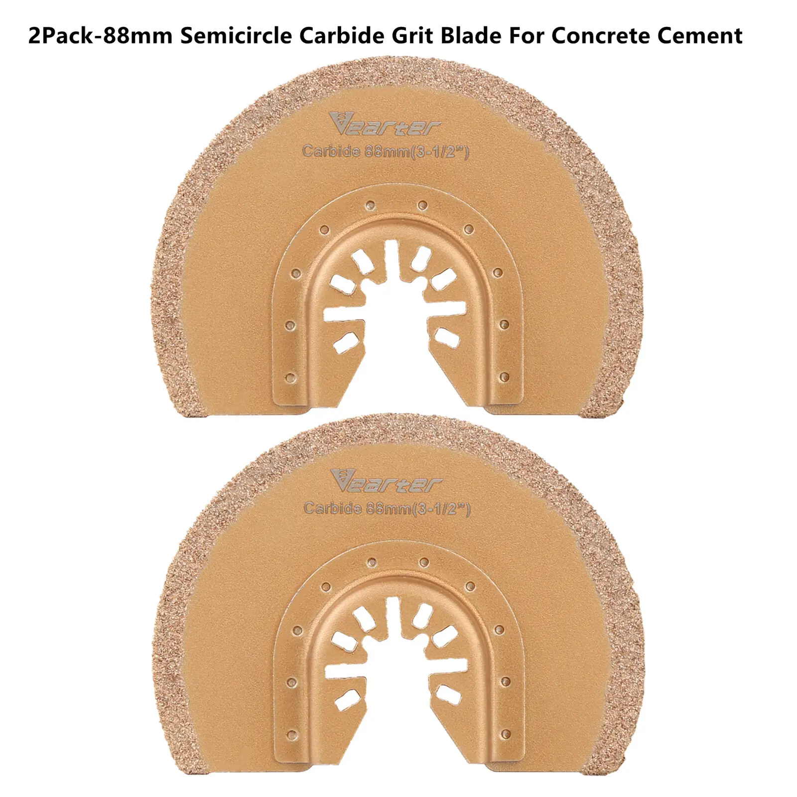 2PCS Universal Carbide Oscillating Multitool Saw Blades, Carbide Material Semicircle Finger Segment Grit Blades for Grout Removal, Soft Tile Cutting, Semicircle Blade