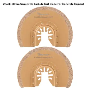 2PCS Universal Carbide Oscillating Multitool Saw Blades For Grout Removal and Soft Tile Cut, Semi Circle Finger Segment Swing Grit Grout Oscillating Saw Blades