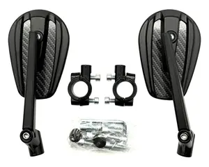 Mirror Kit, Oval Face, 80x120mm with Tinting, Carbon Fiber Back and Black Stem, Fully Adjustable, Includes Mounts and Hardware (Part #16122-K) Fits All Models