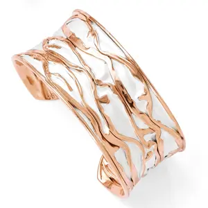 Sophia Jewelers 925 Rose Gold-Plated Sterling Silver Cuff Bangle Polished Finish