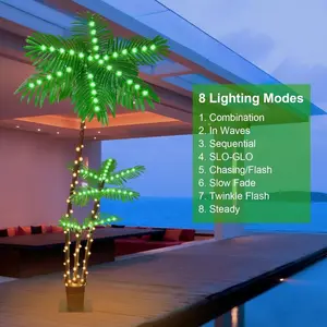 6ft led lighted palm tree-waterproof outdoor Christmas decor, 8 modes for versatile use, perfect for patio, poolside, Hawaiian & Tiki Bar