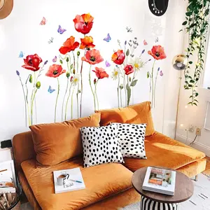 Large  Flower , Floral Stickers,  Vines, Butterflies - Wall Art Stickers for Bedroom, Living Room, Office, Sofa Backdrop, TV Wall,  Decoration