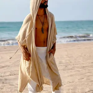 Spring Summer Men's Hooded Beach Cover - Up - Trendy Vacation - Style Versatile Casual Outerwear for TikTok Viral Fashion