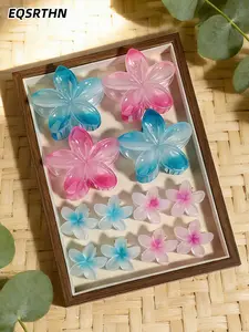 12pcs summer bauhinia hairpin set, thick hair or soft hair, holds firmly without slipping, large hairpin handles French lazy hair, small size embellishes side hair, meets various styles, Claw clips, Flower hair clip