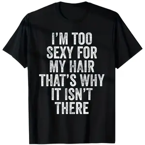 Men's Humor T-shirt - My Hair Funny Bald Joke T-shirt, Crew Neck, Short Sleeve, Black with White Text,ual Comfortable Style, Men's Funny Quotes